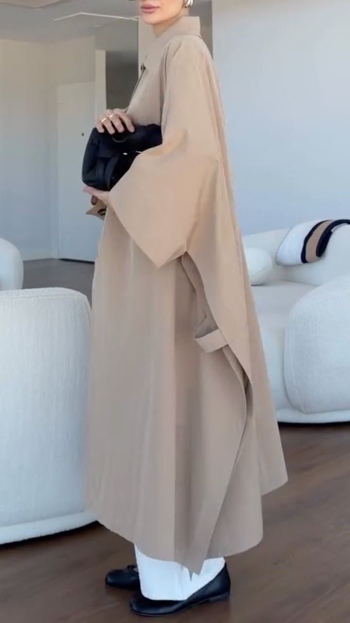 Trench-coat maxi à manches cape