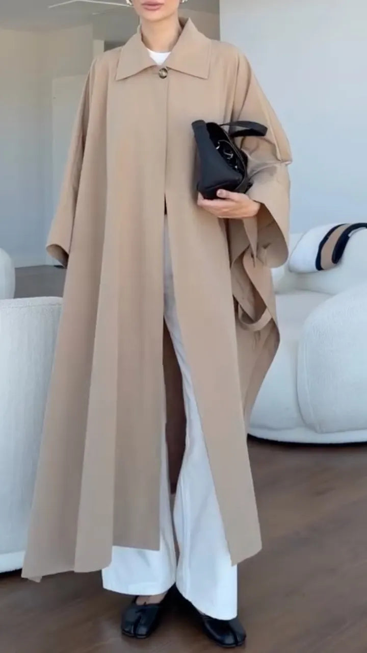 Trench-coat maxi à manches cape