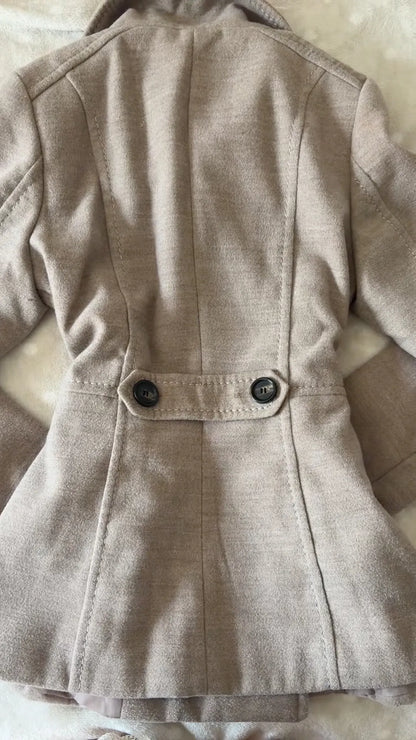 Double-Breasted Funnel-Neck Jacket