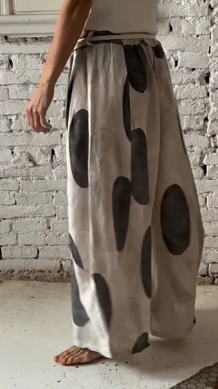 Oversized Dot Print Relaxed Balloon-Leg Pants