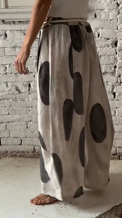 Oversized Dot Print Relaxed Balloon-Leg Pants