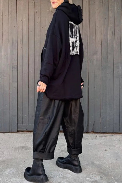 Graphic Cowl-Neck Top & Wide-Leg Pants Set