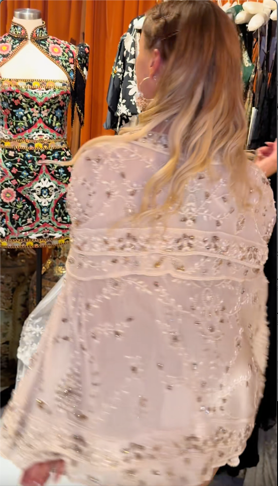 Ivory Embellished Cape-Layer Mini Dress