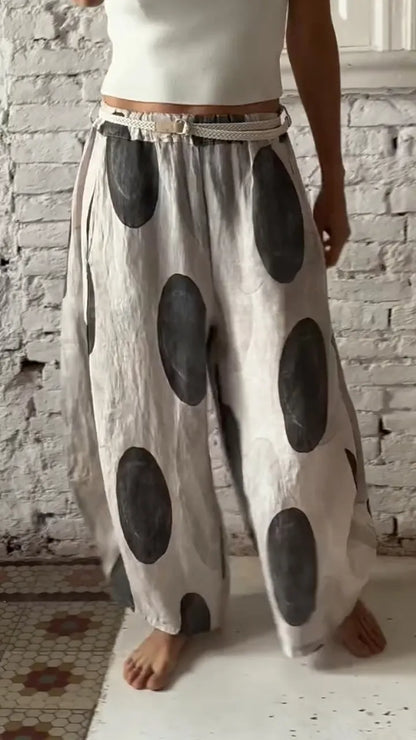 Oversized Dot Print Relaxed Balloon-Leg Pants