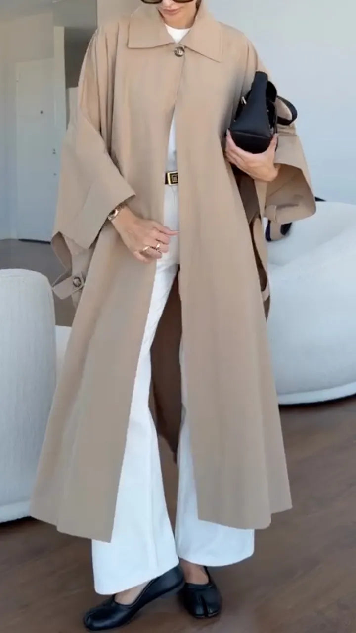Trench-coat maxi à manches cape